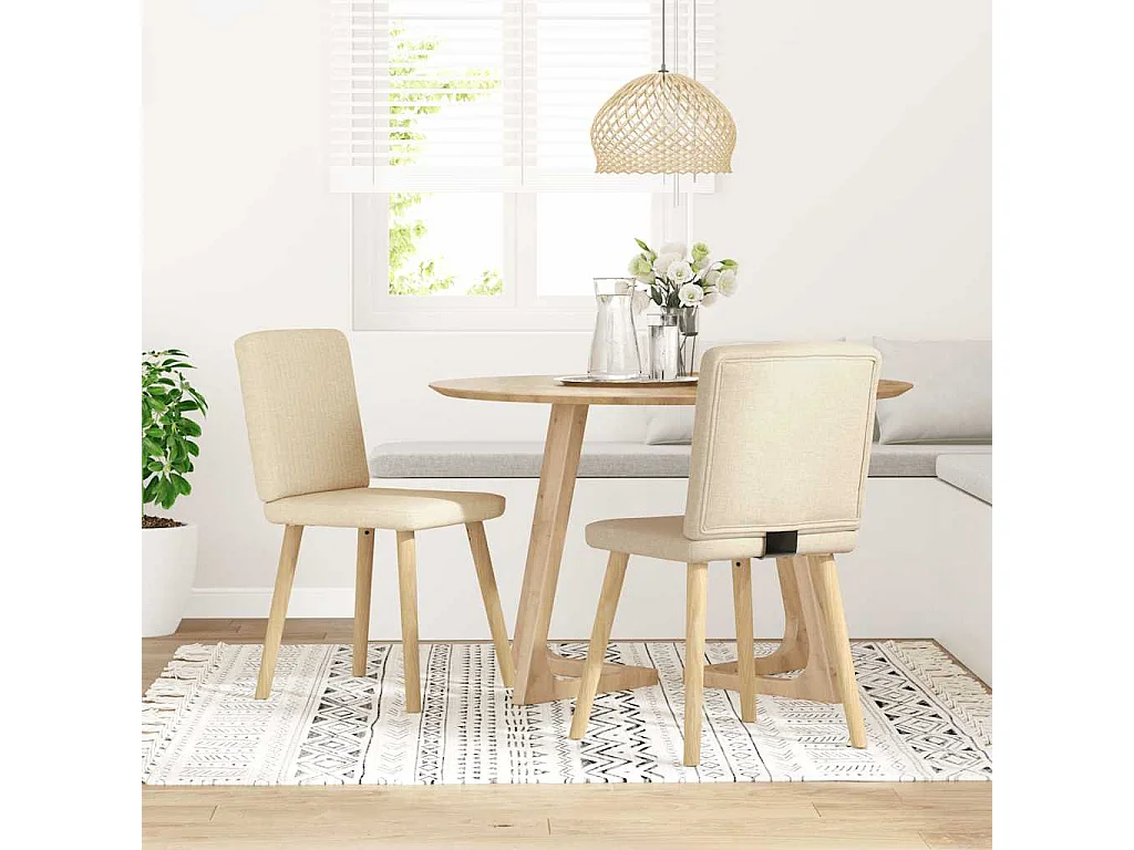 Eetkamerstoelen 2 stukkenstof crèmekleurig