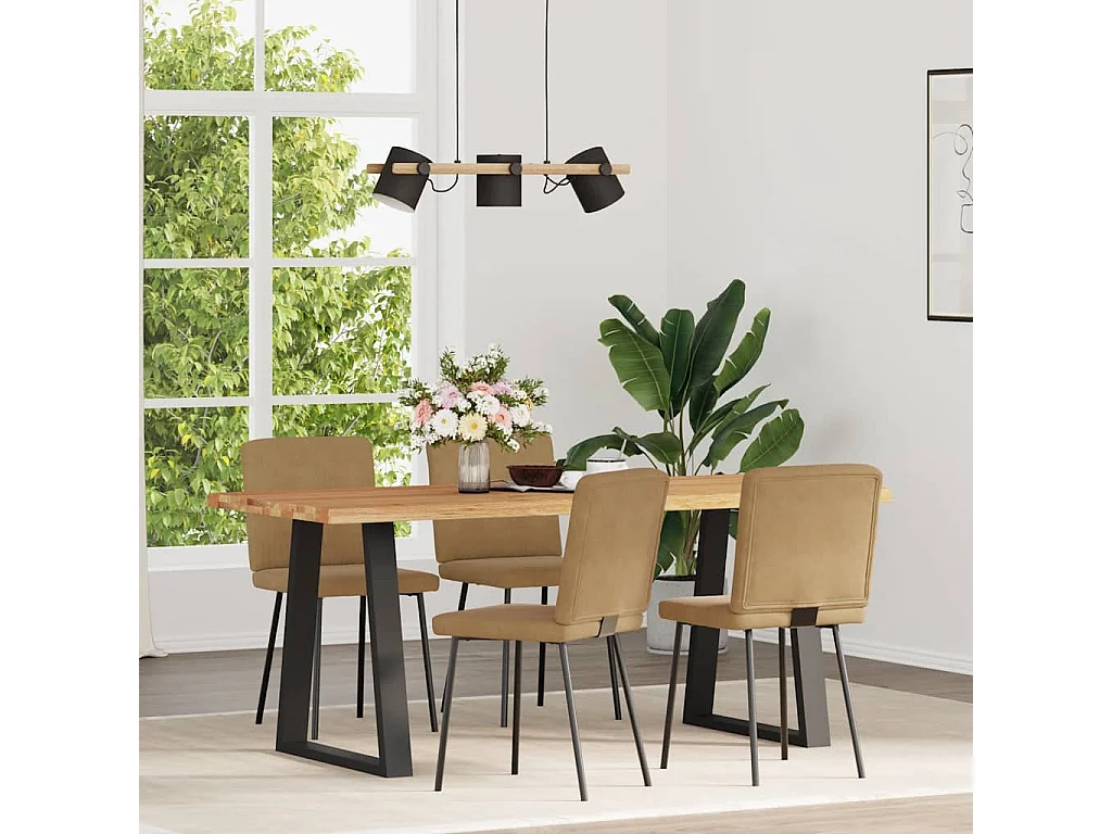 Chaises à manger lot de 4 marron velours