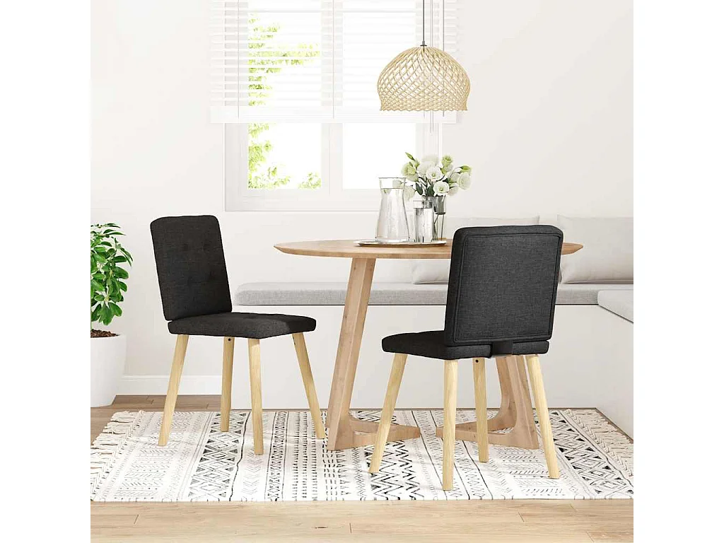 Chaises à manger lot de 2 noir tissu