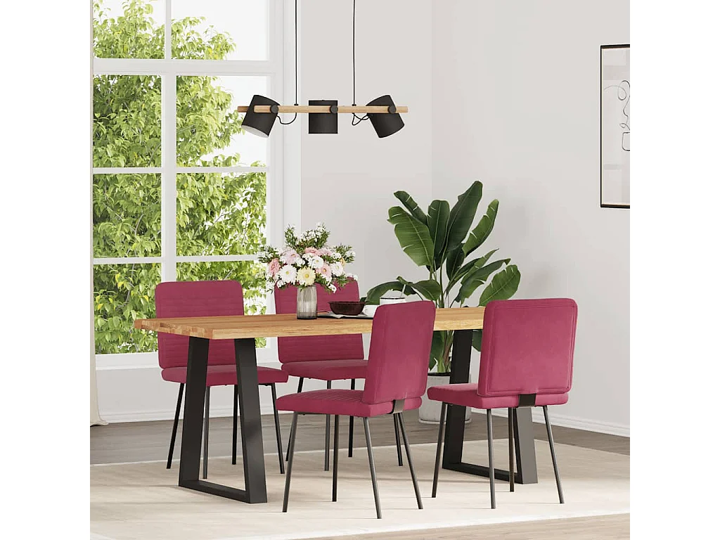 Chaises à manger lot de 4 Rouge bordeaux Velours