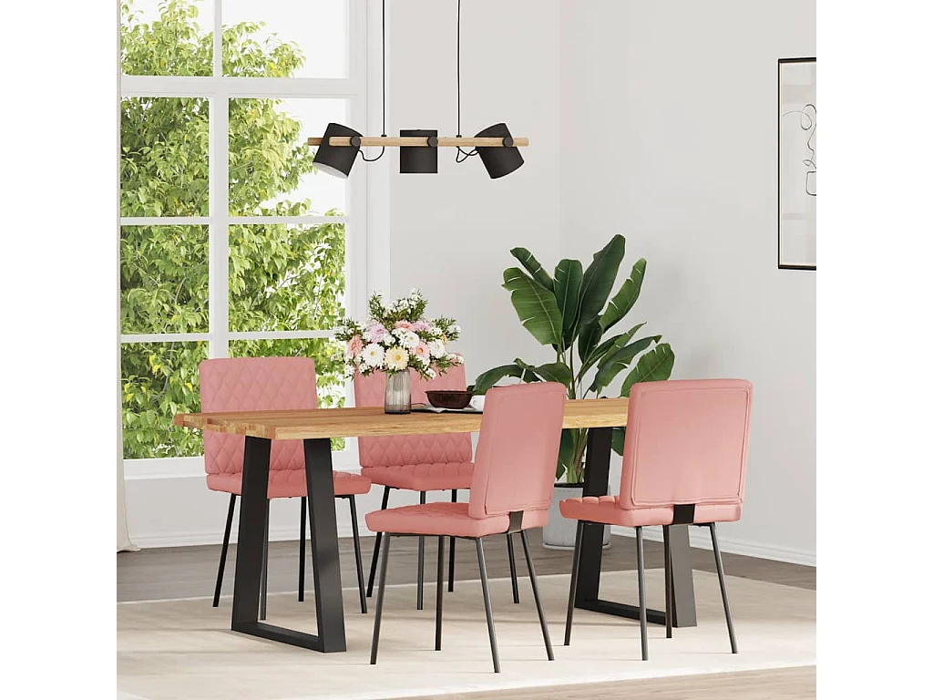 Eetkamerstoelen 4 stukkenimitatieleer roze