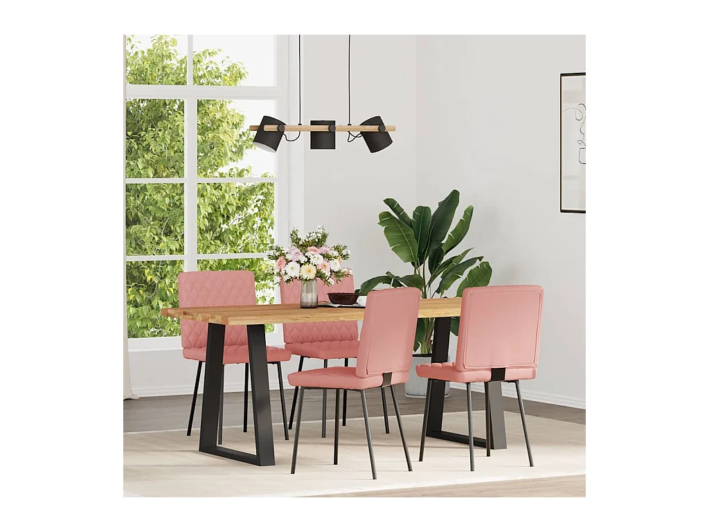Chaises à manger lot de 4 rose similicuir