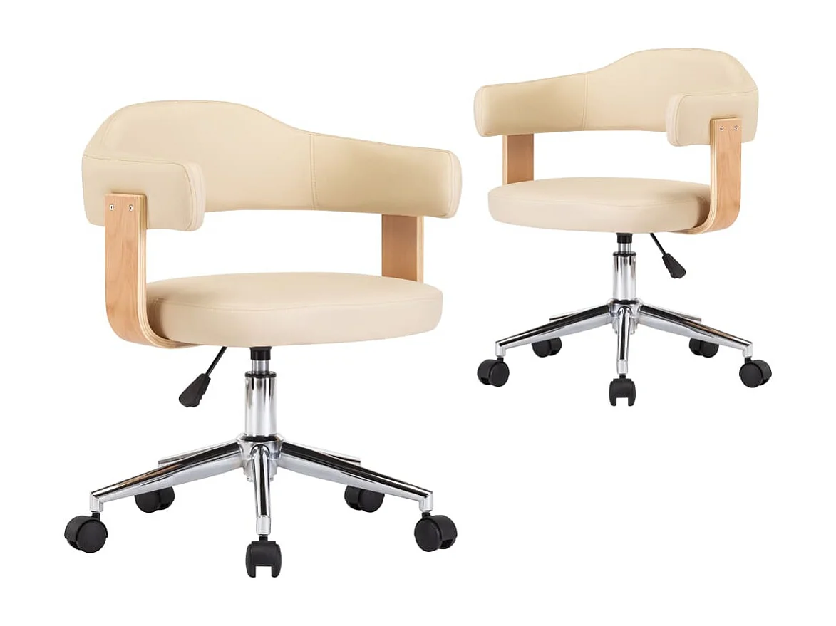 Sillas de comedor giratorias 2 unidades cuero sintético color crema