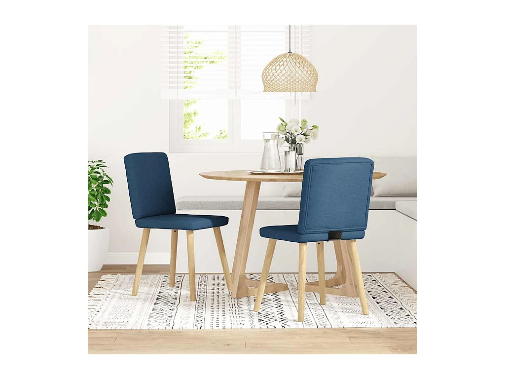 Chaises à manger lot de 2 bleu tissu