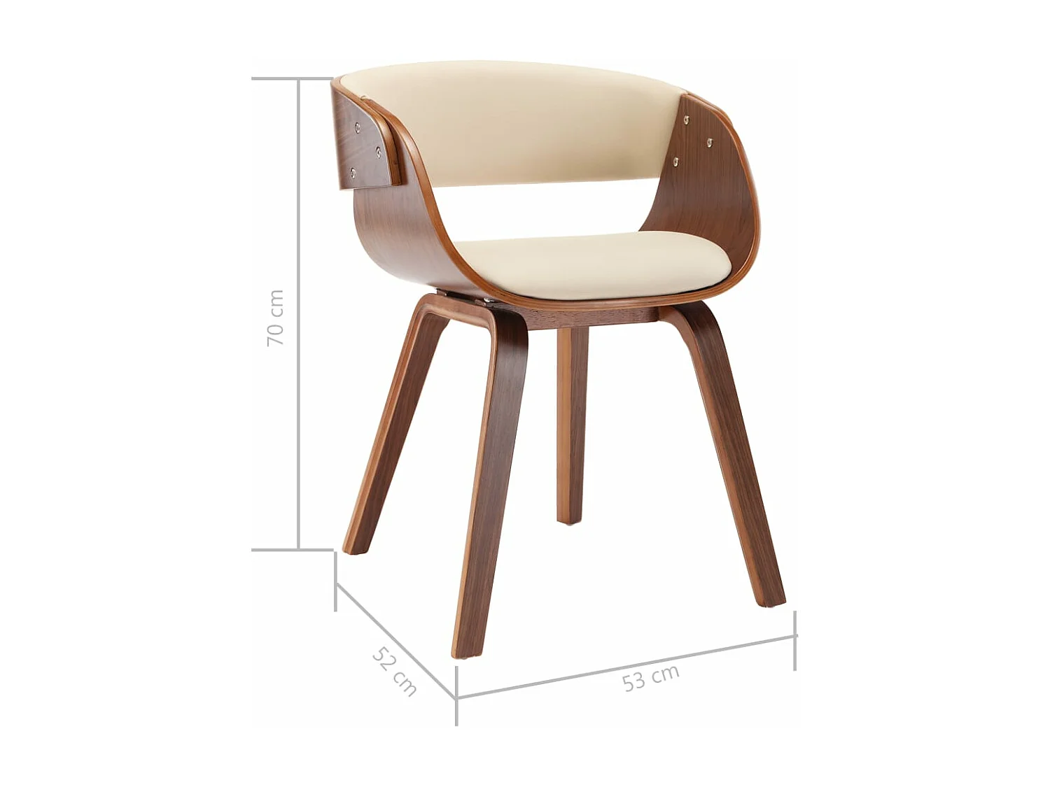 Eetkamerstoelen 6 st gebogen hout en kunstleer crème