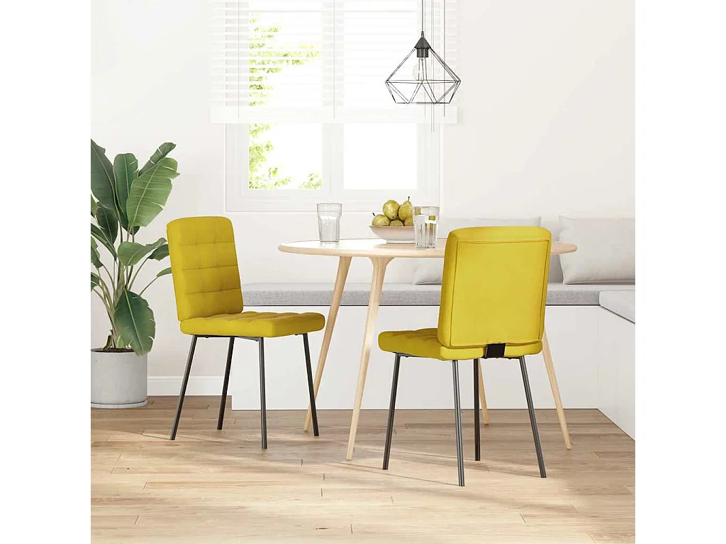 Chaises à manger lot de 2 Jaune Velours