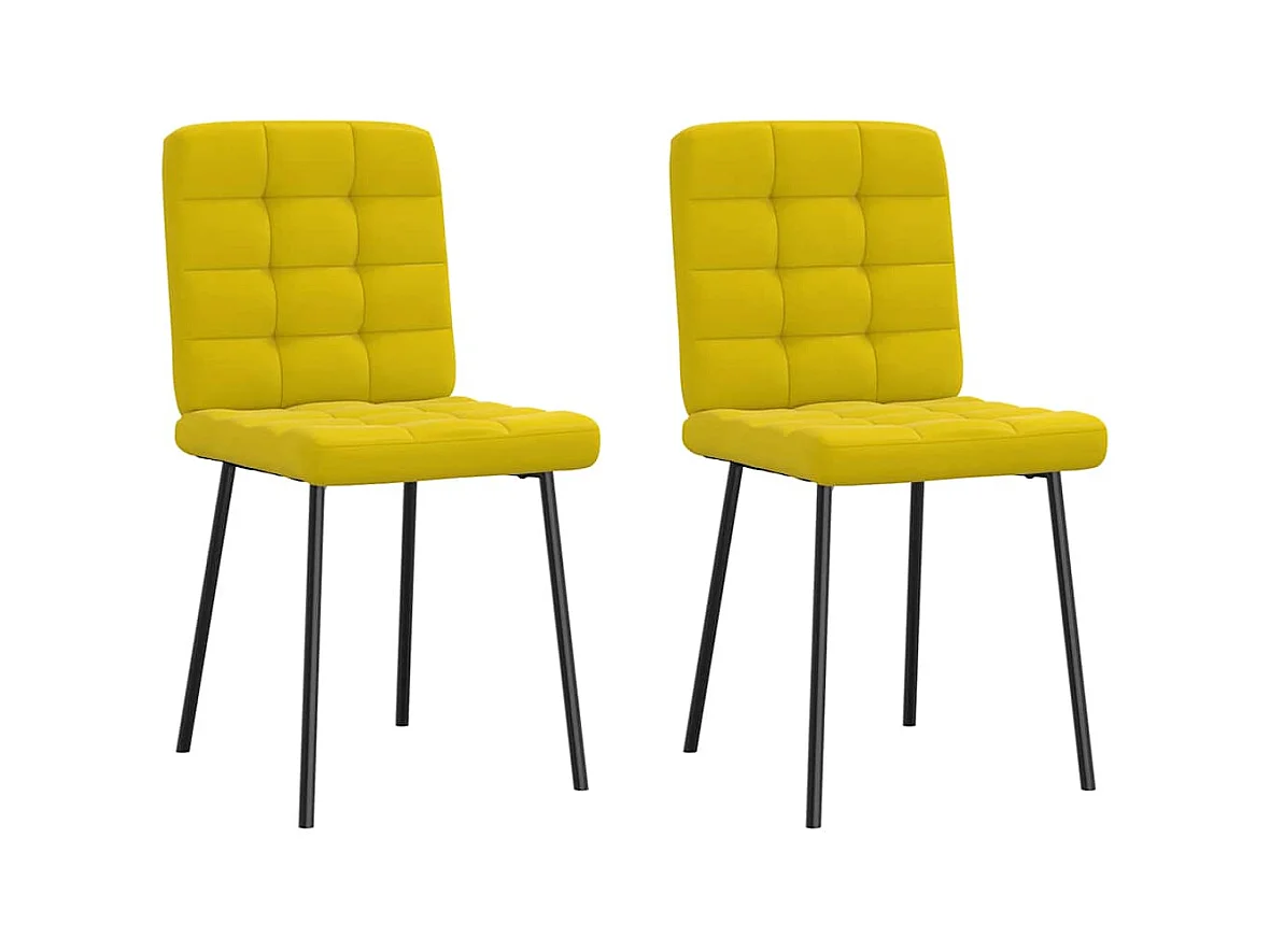 Chaises à manger lot de 2 Jaune Velours