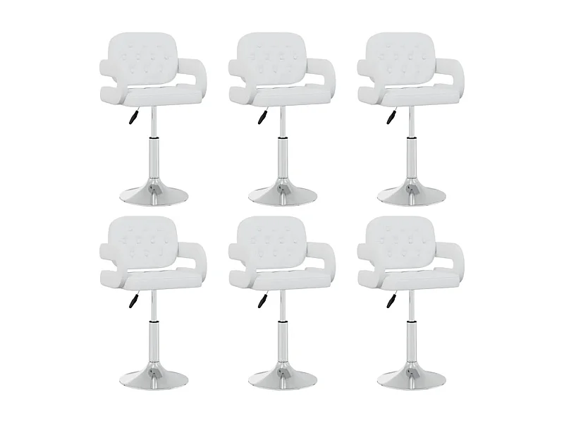 Cadeiras de jantar giratórias 6 peças couro artificial branco