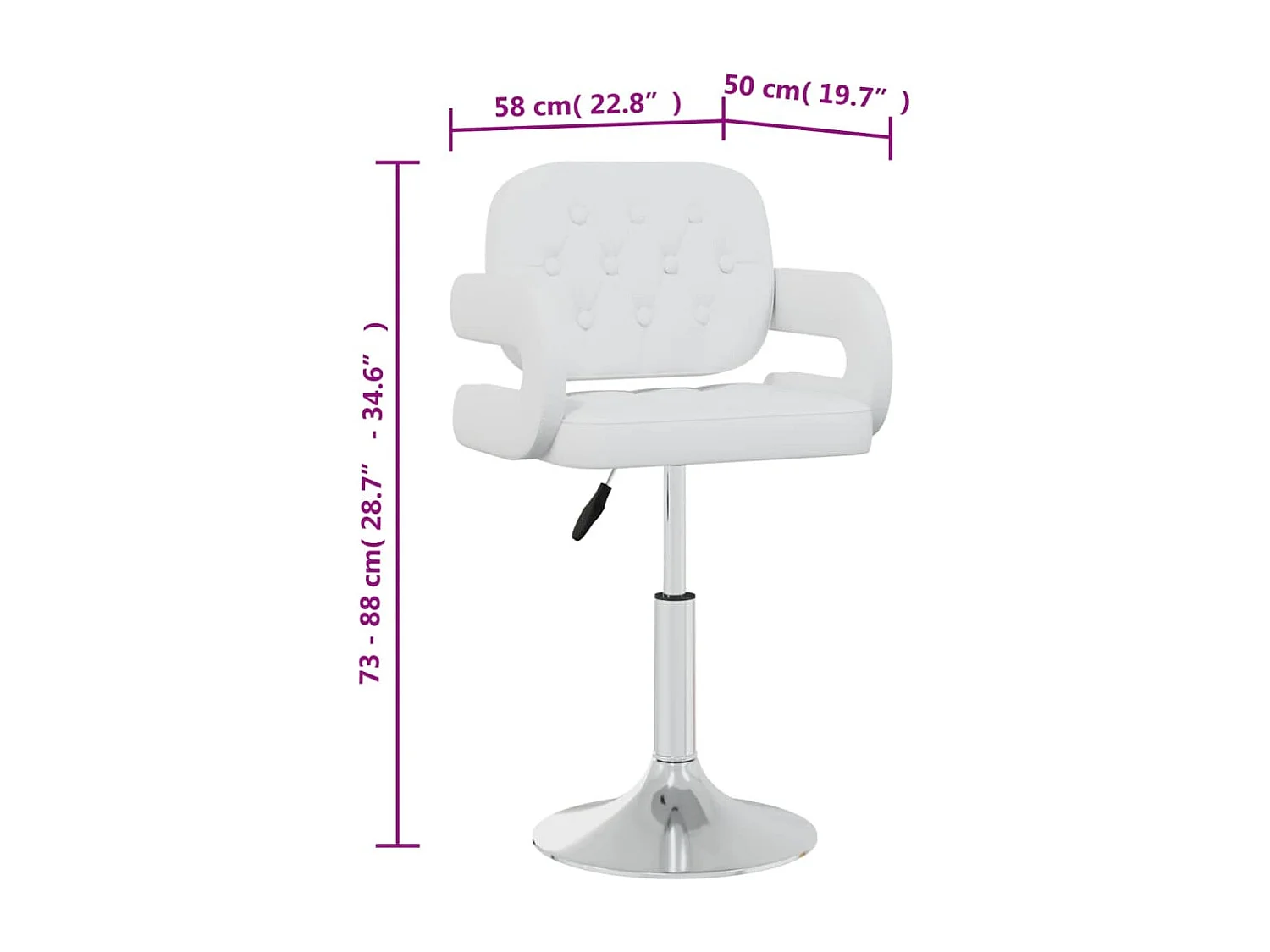 Chaises pivotantes à manger lot de 6 blanc similicuir