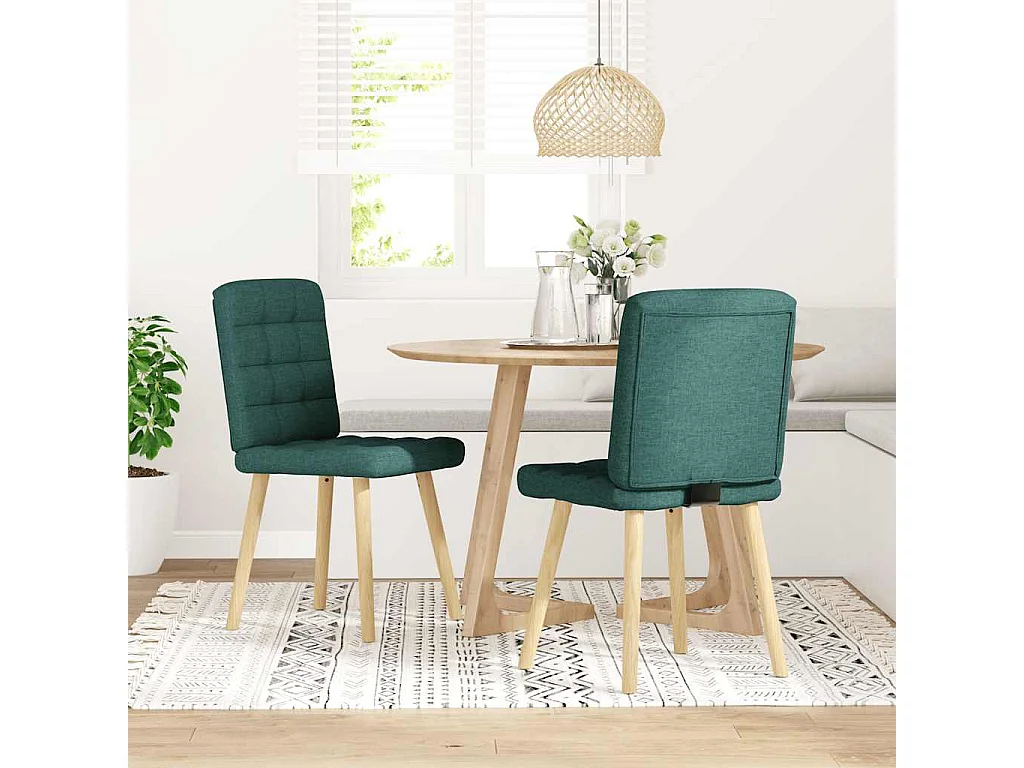 Chaises à manger lot de 2 vert foncé tissu