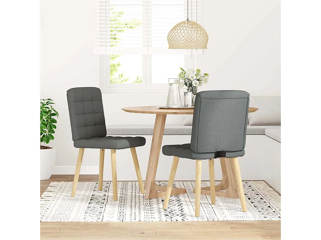 Chaises à manger lot de 2 gris foncé tissu