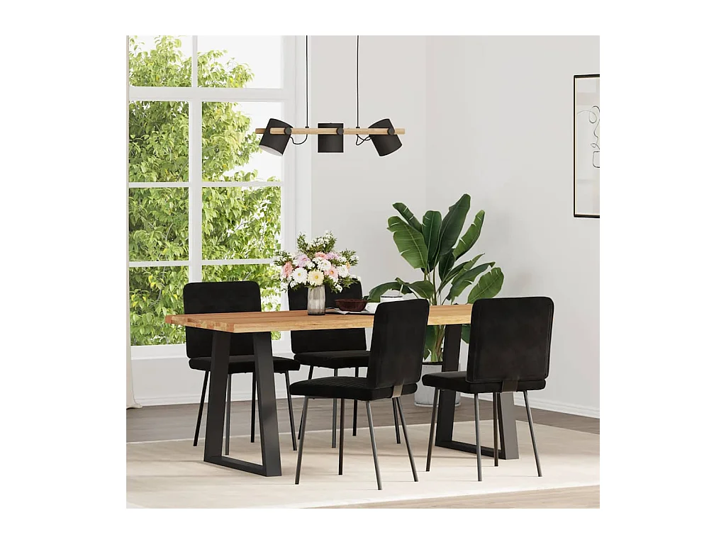 Chaises à manger lot de 4 Noir Velours