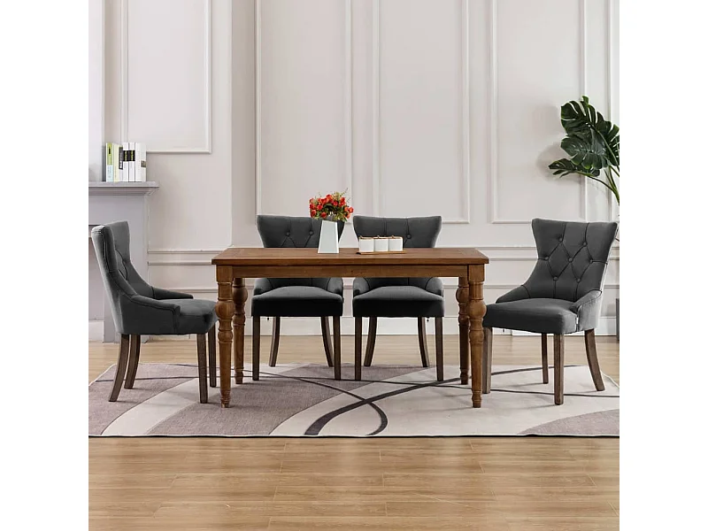 Chaises à manger lot de 4 gris tissu