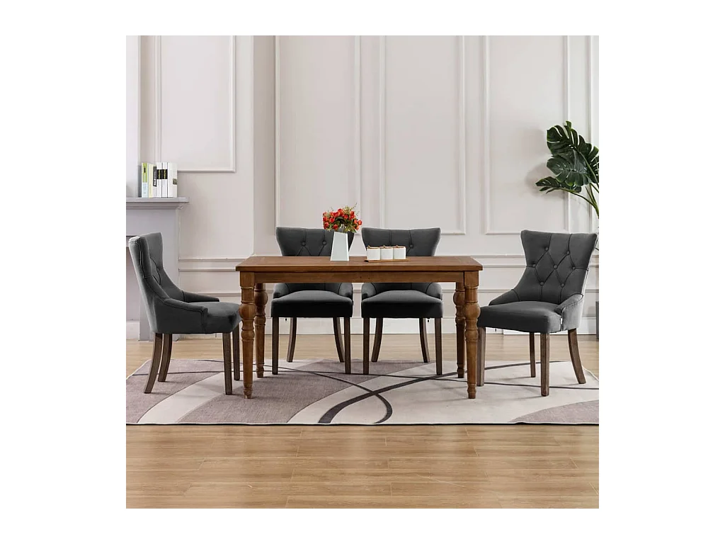 Chaises à manger lot de 4 gris tissu
