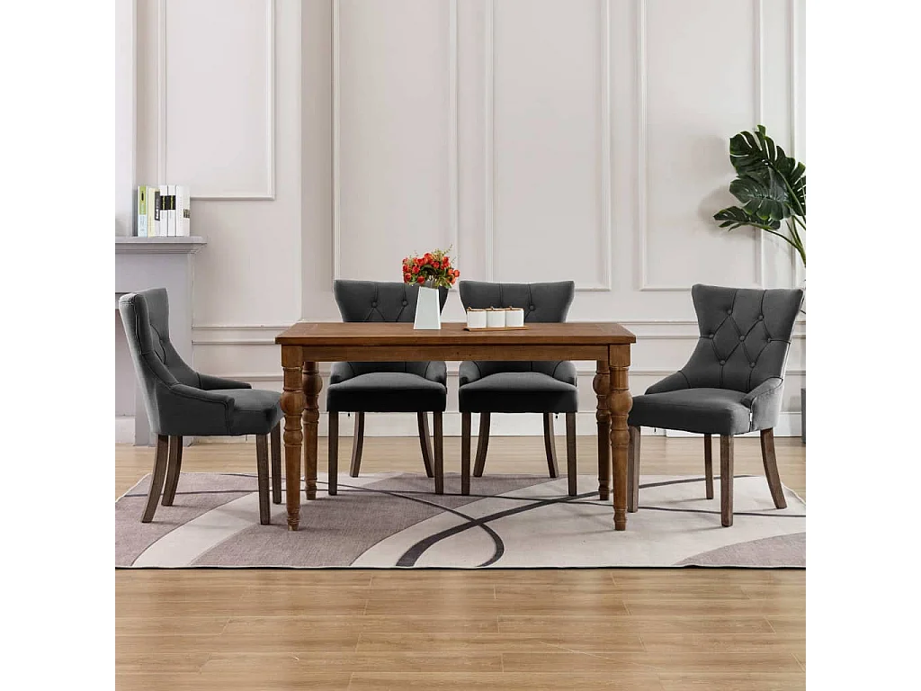 Chaises à manger lot de 4 gris tissu