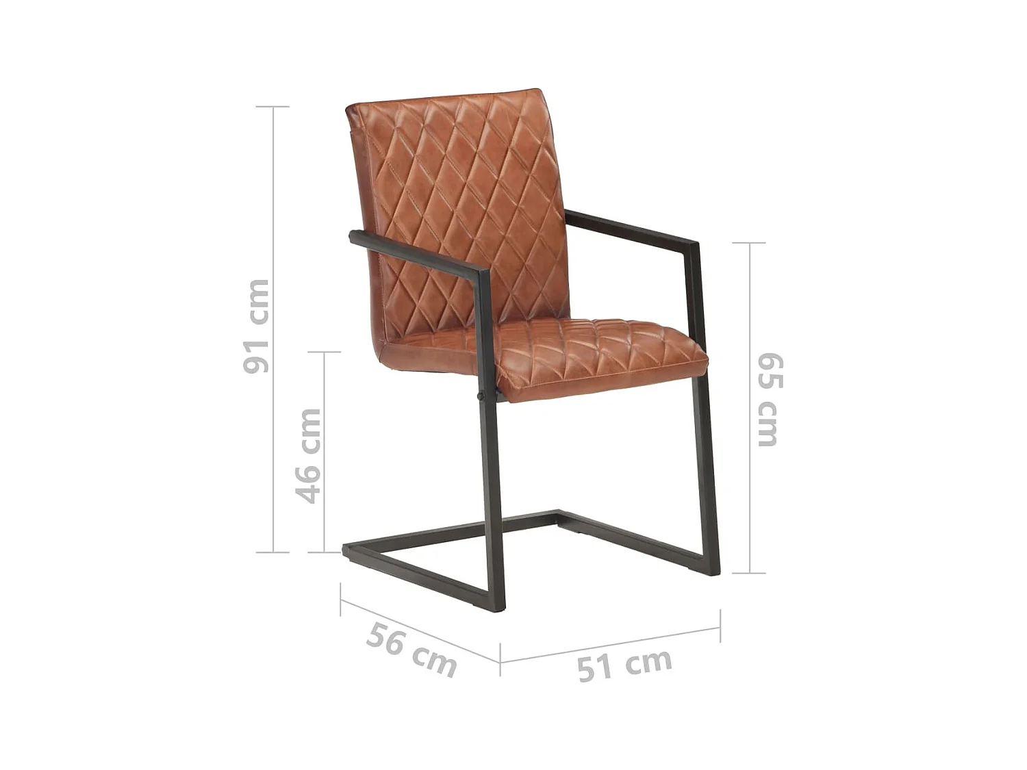 Chaises à manger cantilever lot de 6 marron cuir véritable