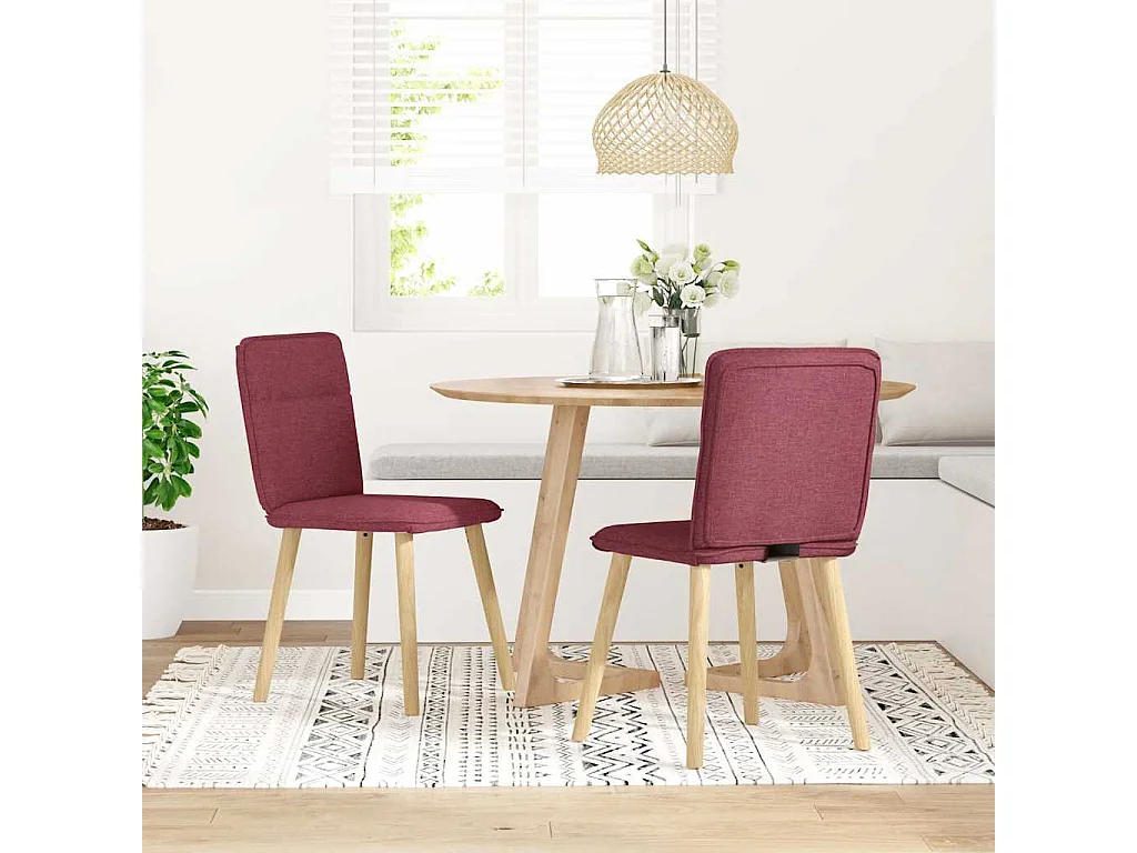 Chaises à manger lot de 2 rouge bordeaux tissu