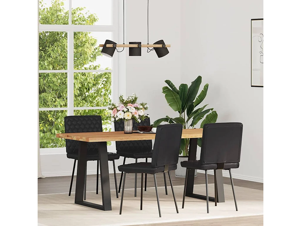 Sillas de comedor 4 unidades cuero sintético negro