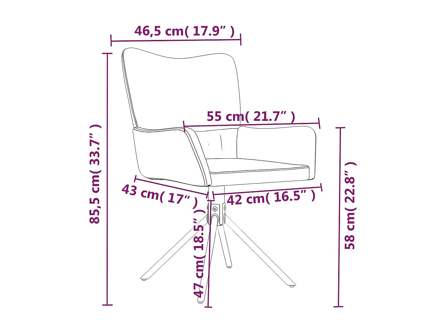 Chaises pivotantes à manger lot de 2 Noir Velours