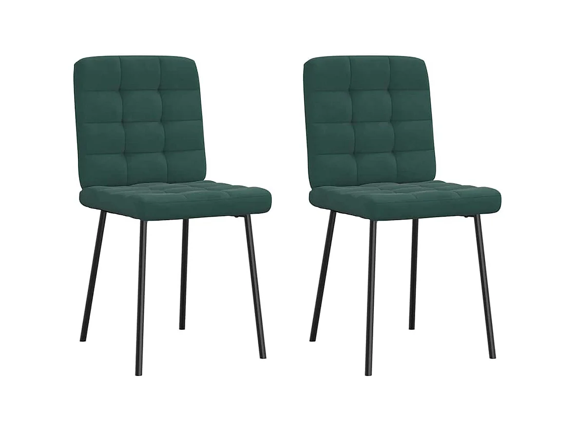 Chaises à manger lot de 2 Vert foncé Velours