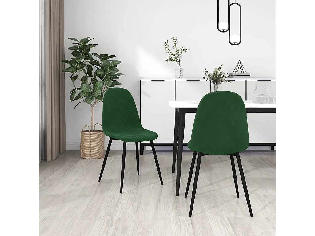 Chaises à manger lot de 2 Vert foncé Velours