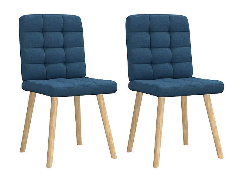 Chaises à manger lot de 2 bleu tissu