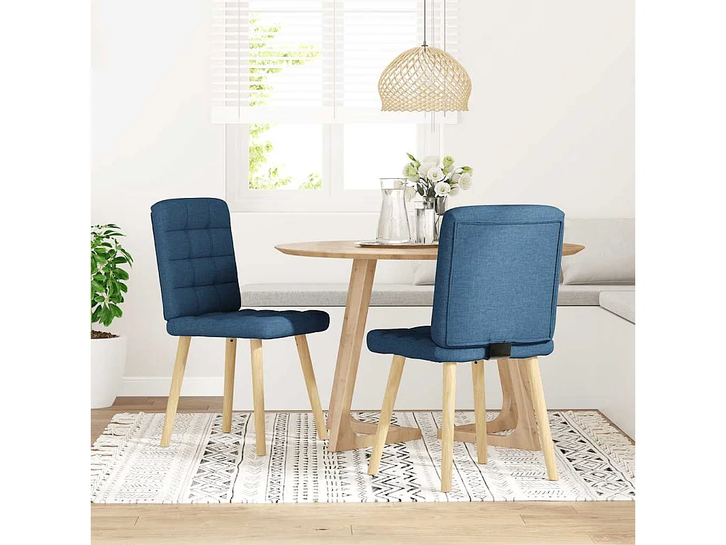 Chaises à manger lot de 2 bleu tissu