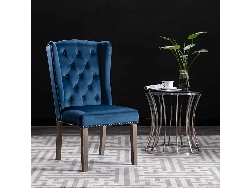 Sillas de comedor 4 unidades terciopelo azul