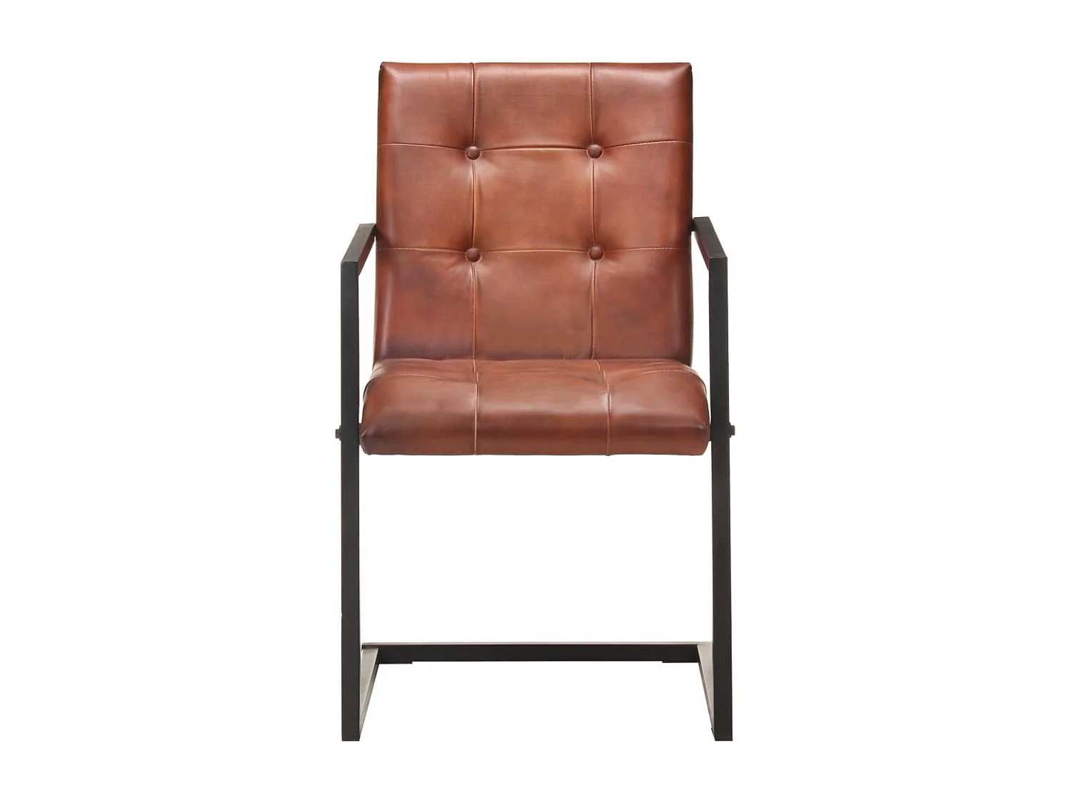 Chaises à manger cantilever lot de 6 marron cuir véritable