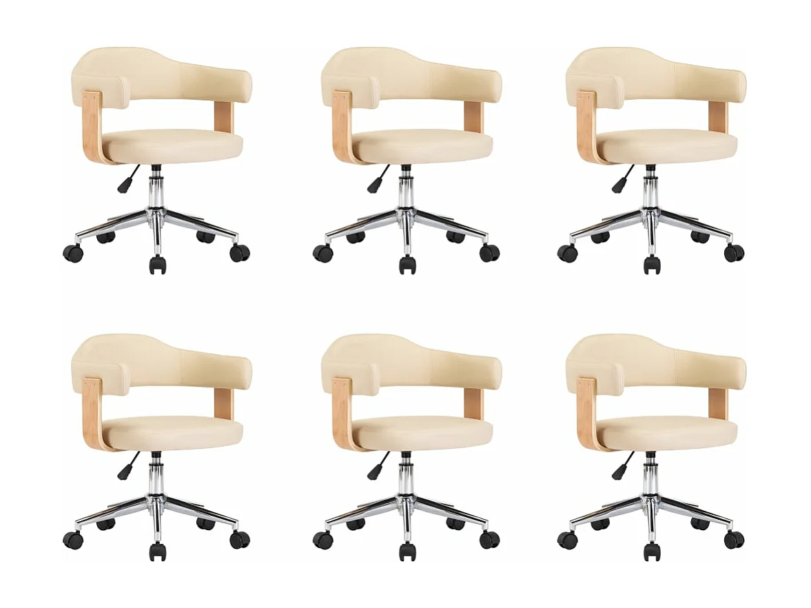 Chaises pivotantes à manger lot de 6 crème similicuir