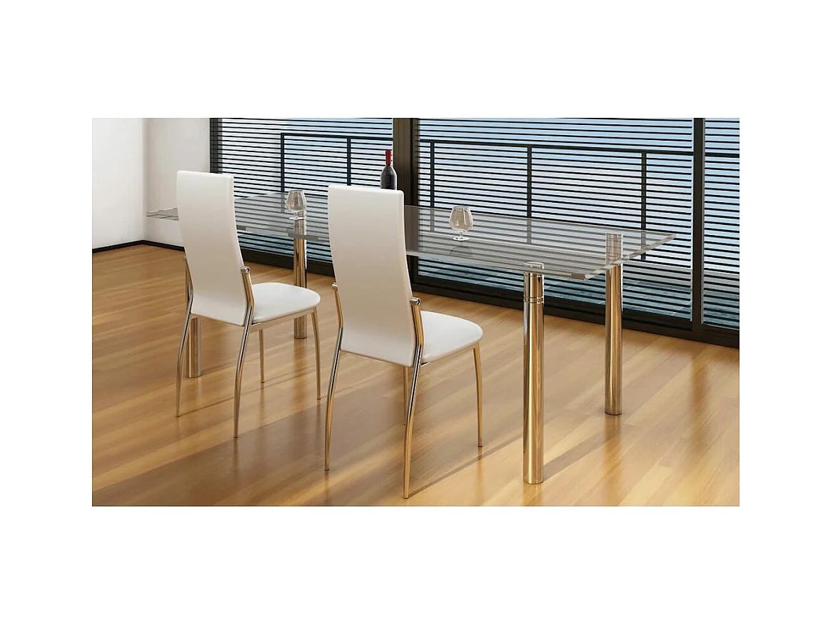Chaises à manger lot de 2 blanc similicuir