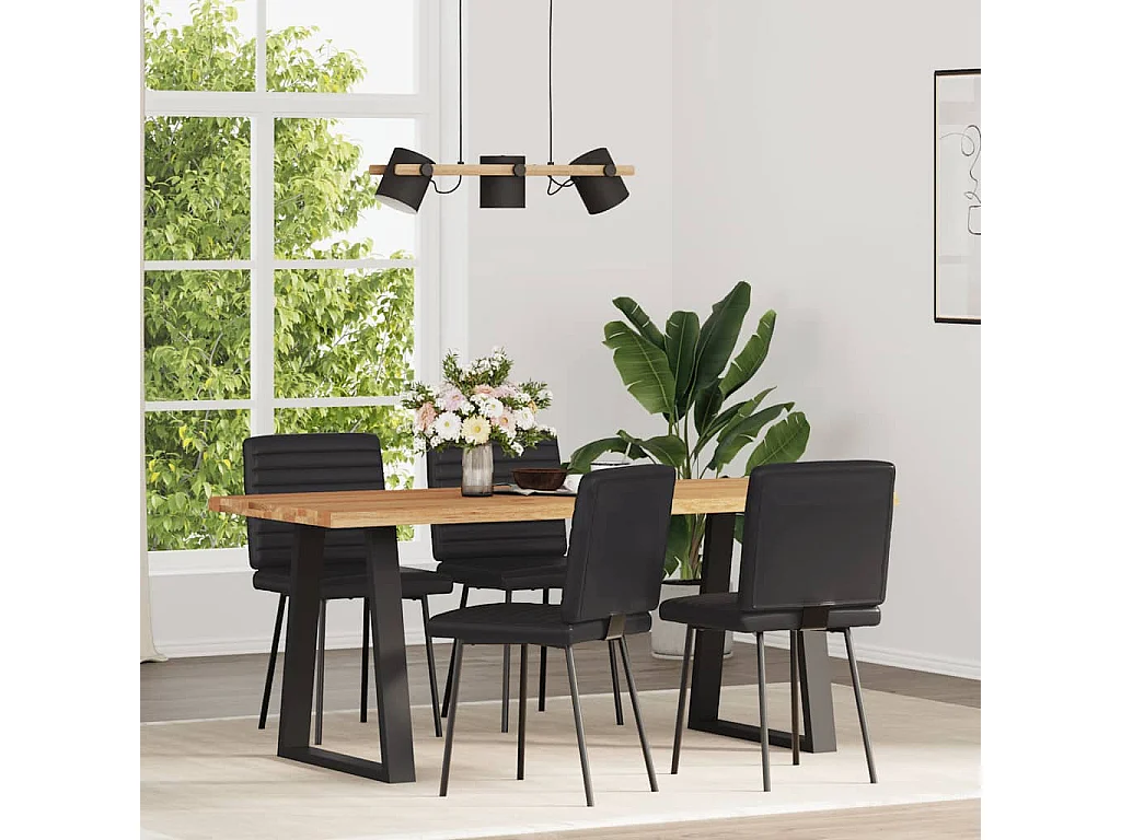 Sillas de comedor 4 unidades cuero sintético negro