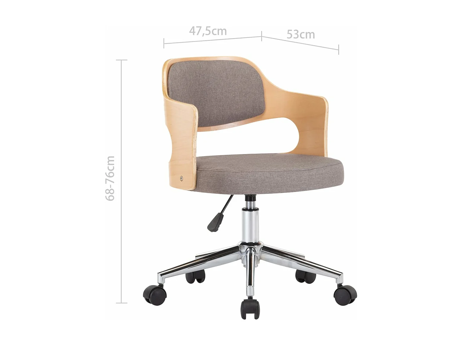 Eetkamerstoelen 6 st draaibaar gebogen hout en stof taupe