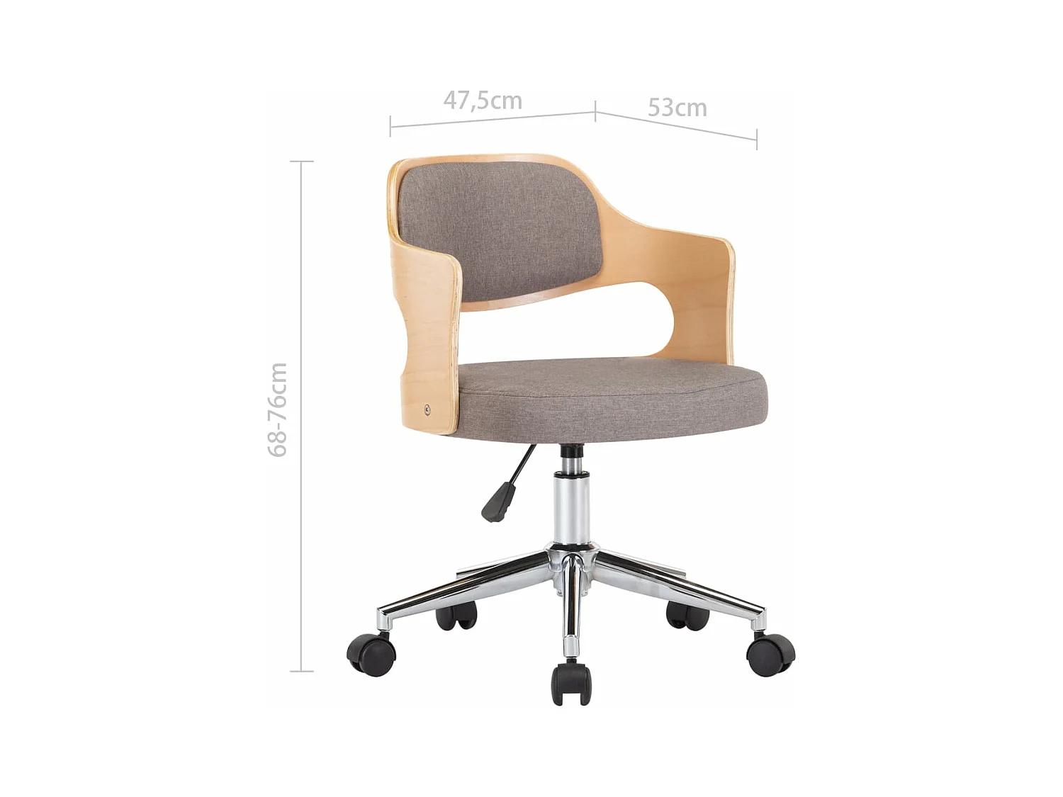 Chaises pivotantes à manger lot de 6 taupe bois courbé et tissu