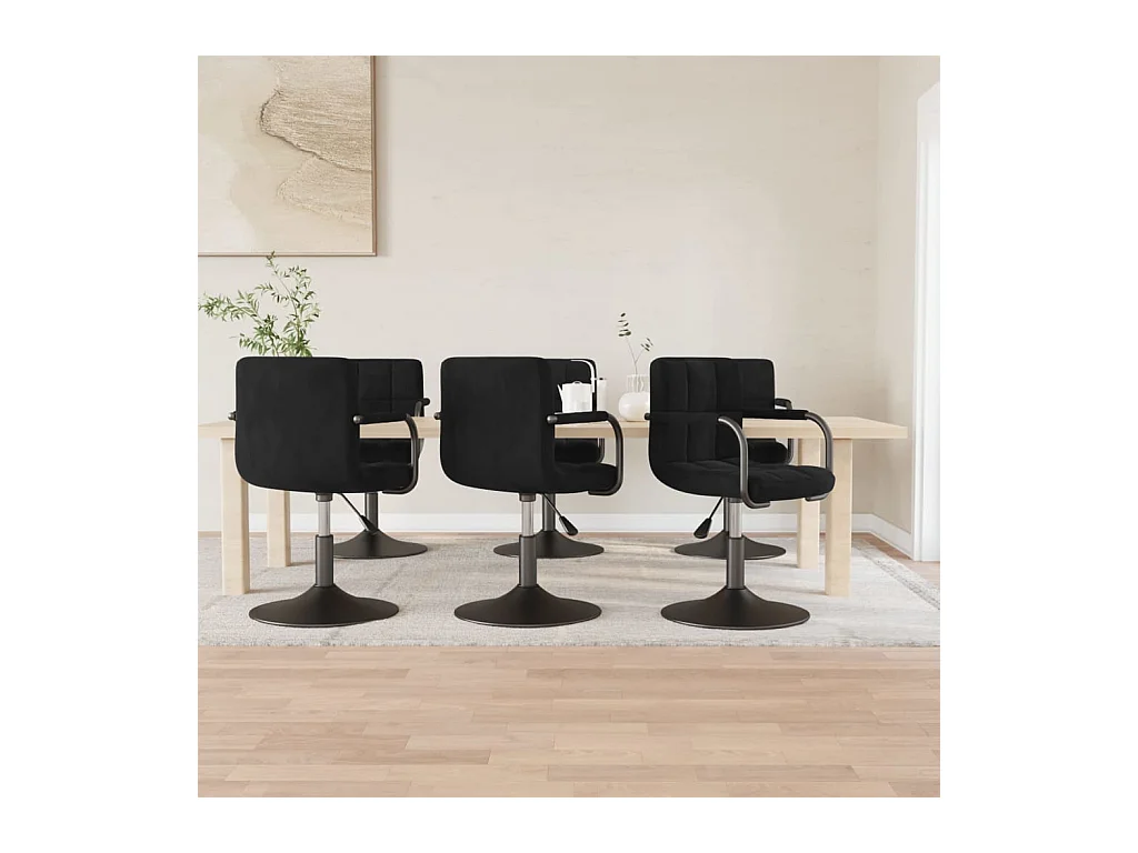 Chaises pivotantes à manger lot de 6 noir velours