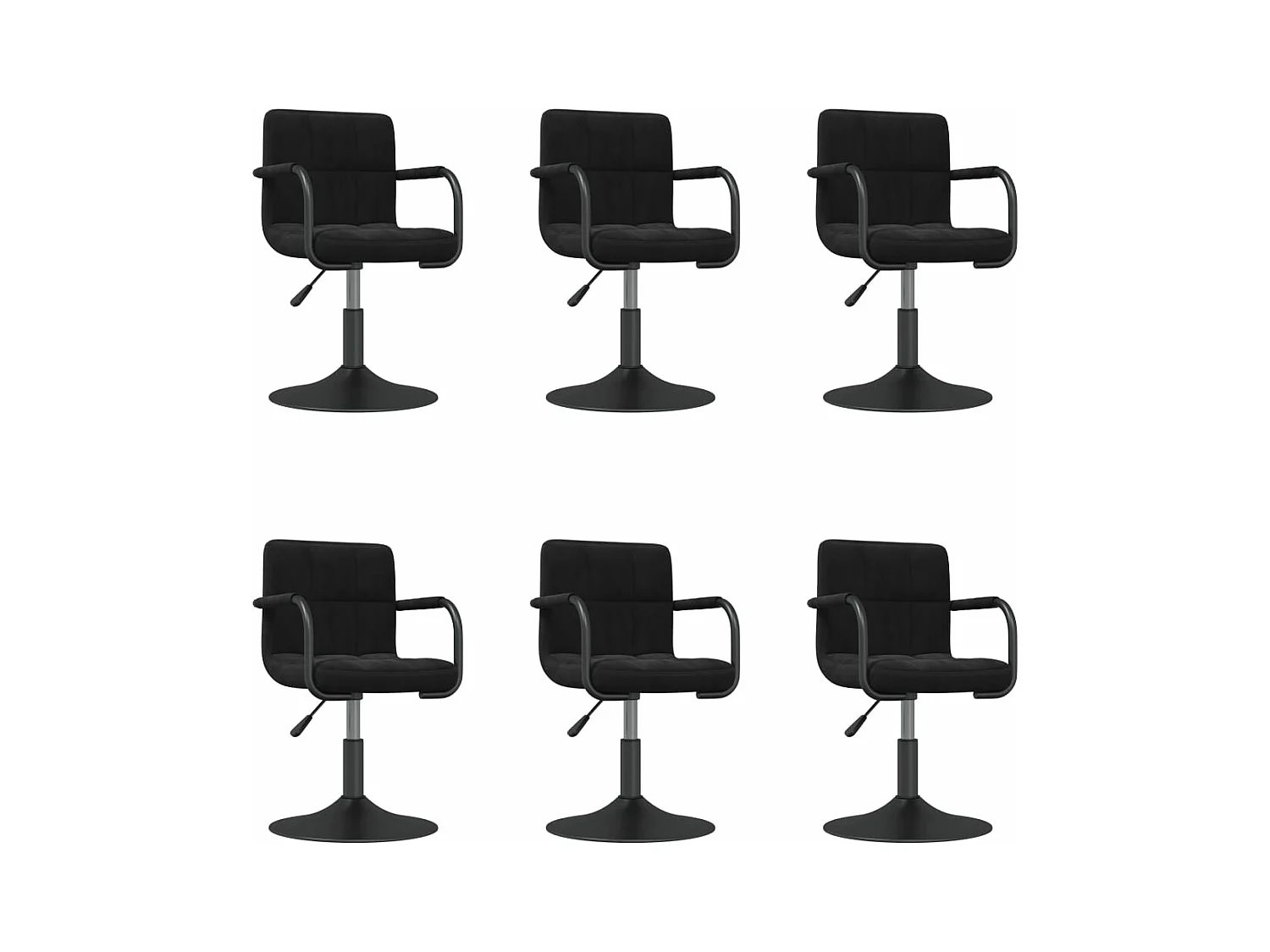 Chaises pivotantes à manger lot de 6 noir velours