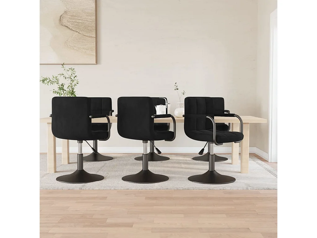 Chaises pivotantes à manger lot de 6 noir velours