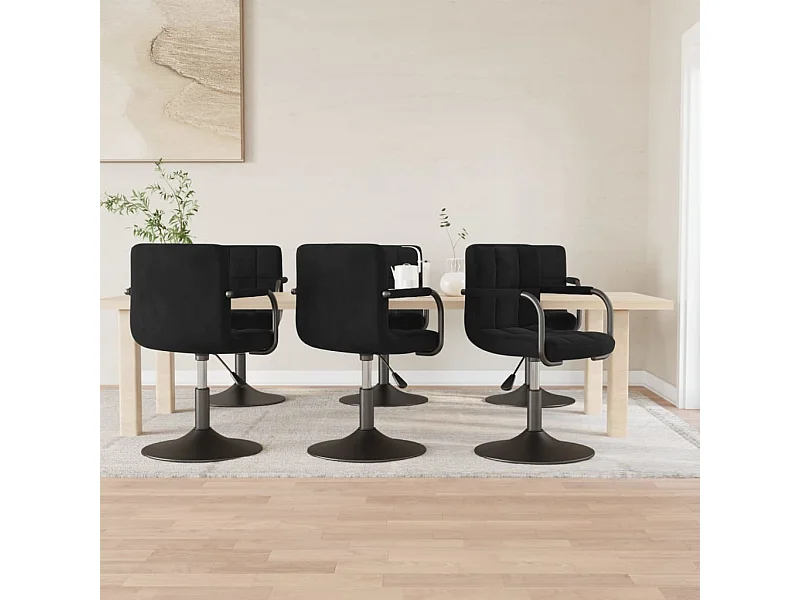 Chaises pivotantes à manger lot de 6 noir velours
