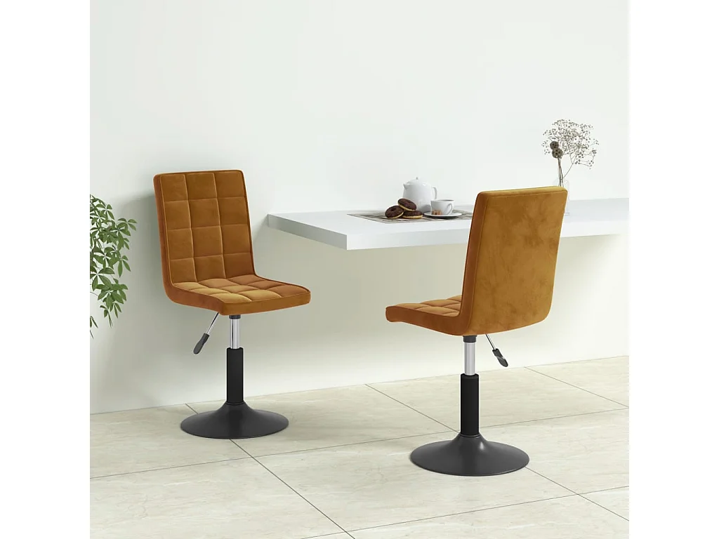 Chaises pivotantes à manger lot de 2 marron velours