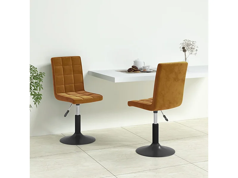 Chaises pivotantes à manger lot de 2 marron velours