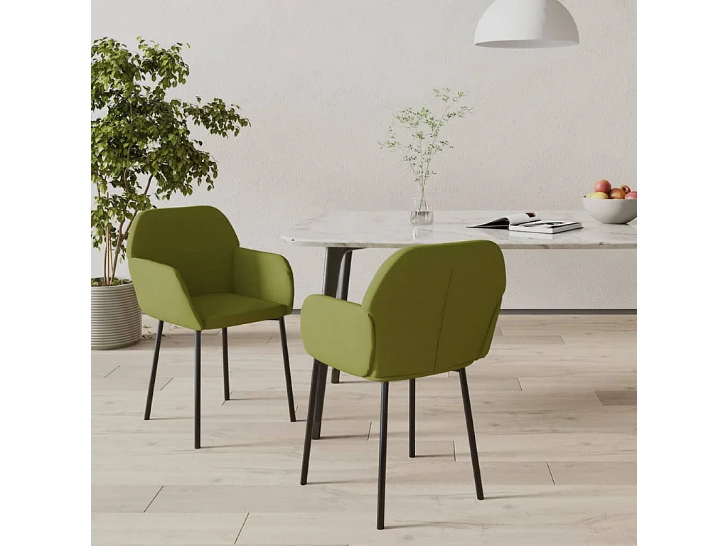 Chaises à manger lot de 2 Vert clair Velours