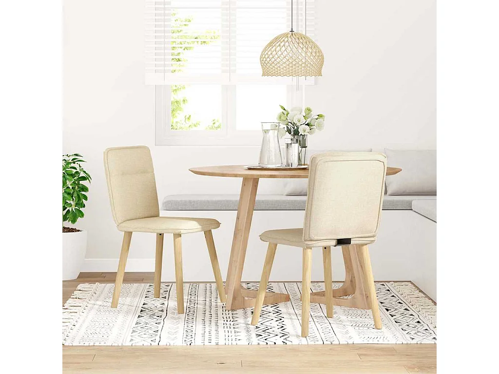Eetkamerstoelen 2 st stof crèmekleurig
