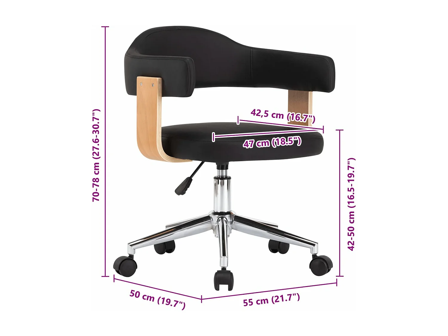 Chaises à manger pivotantes lot de 6 noir similicuir