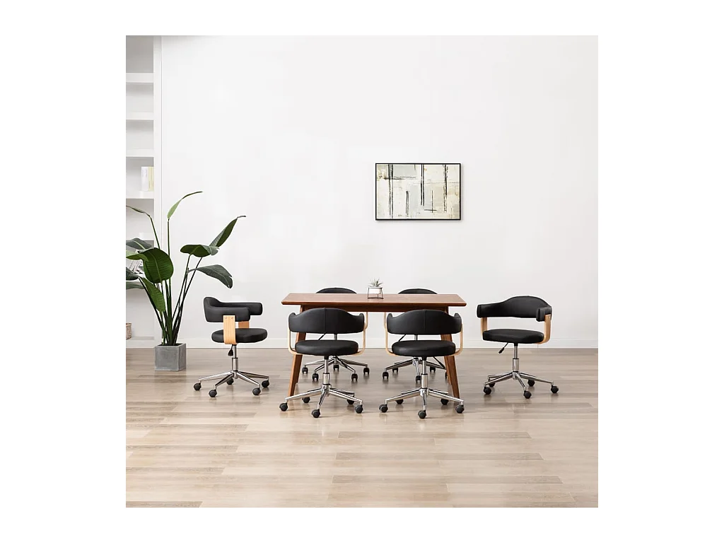 Chaises à manger pivotantes lot de 6 noir similicuir