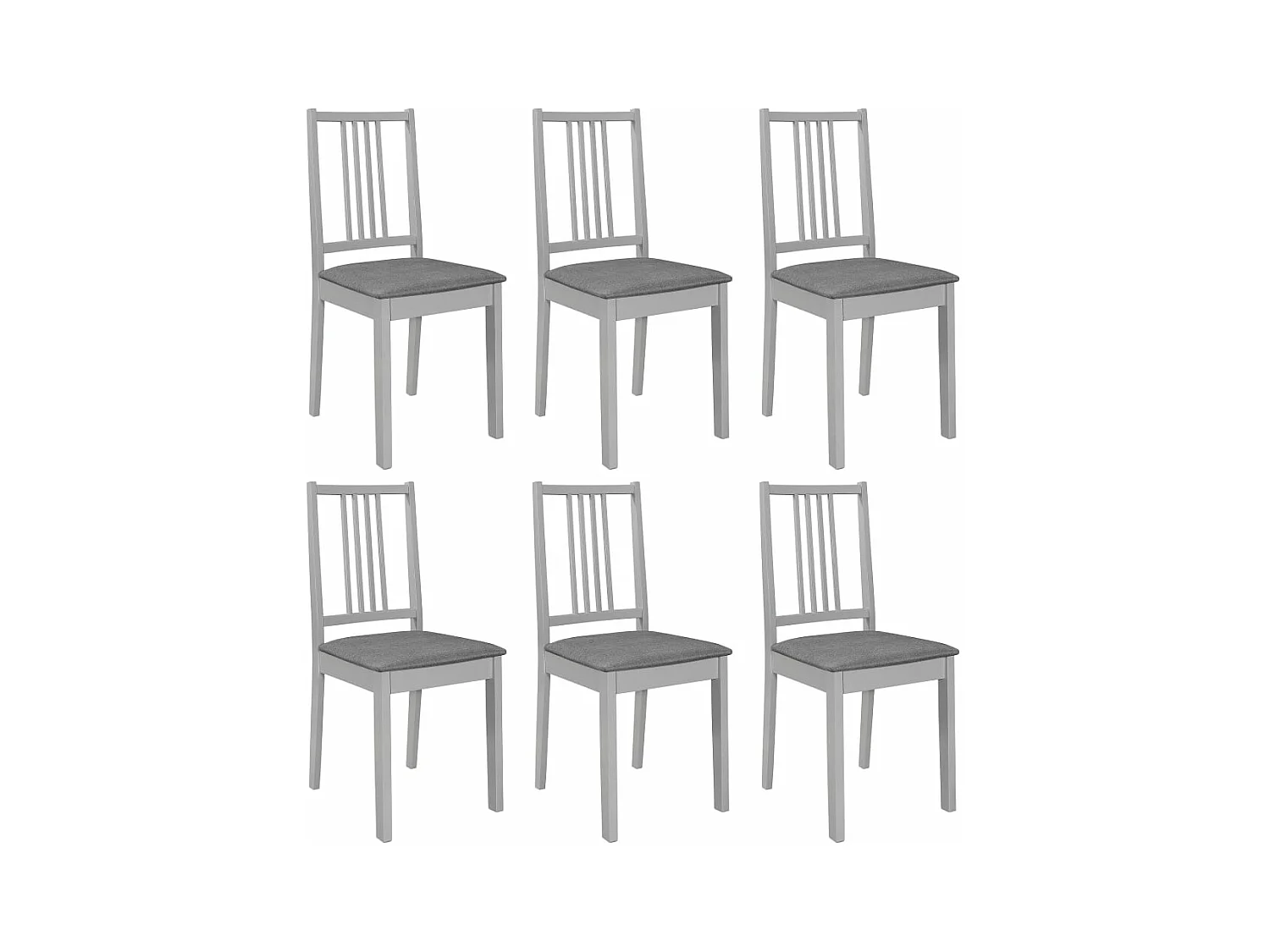 Chaises à manger avec coussins lot de 6 gris bois solide