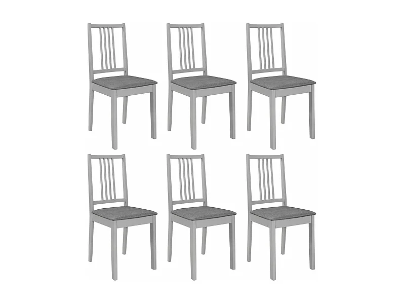 Sillas de comedor con cojines madera maciza gris 6 unidades