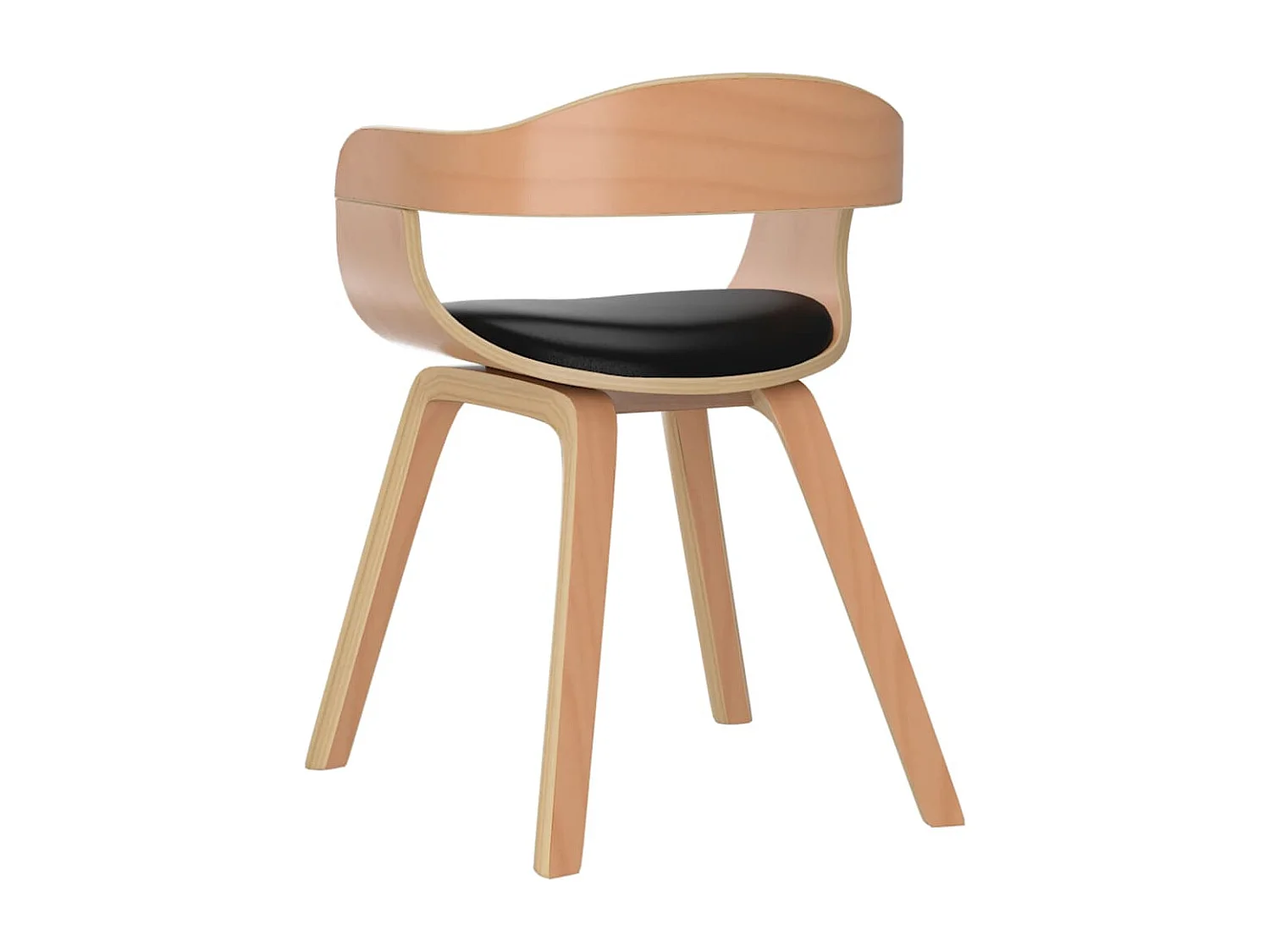 Sillas de comedor 6 unidades cuero sintético y madera curvada negro