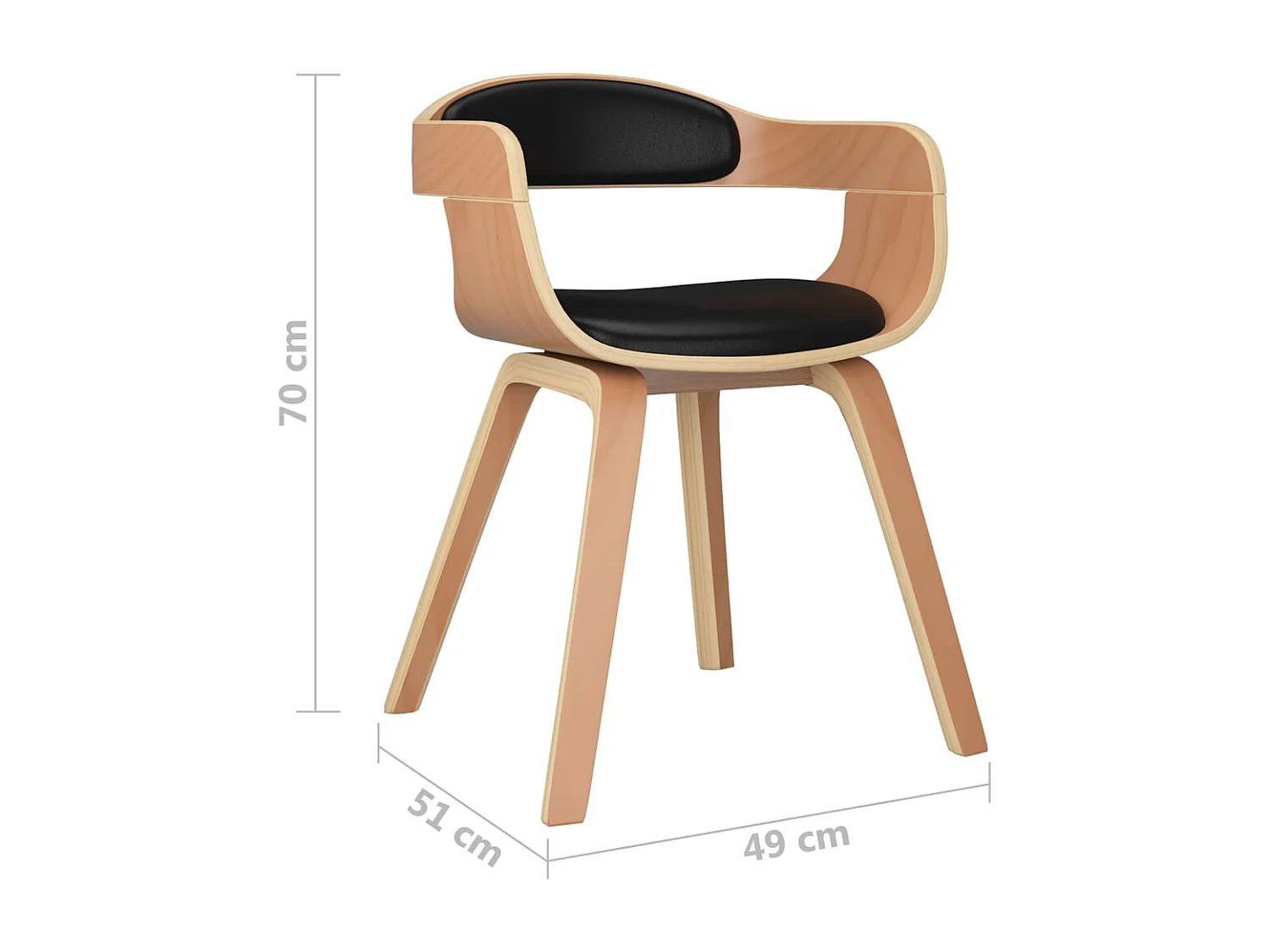 Sillas de comedor 6 unidades cuero sintético y madera curvada negro