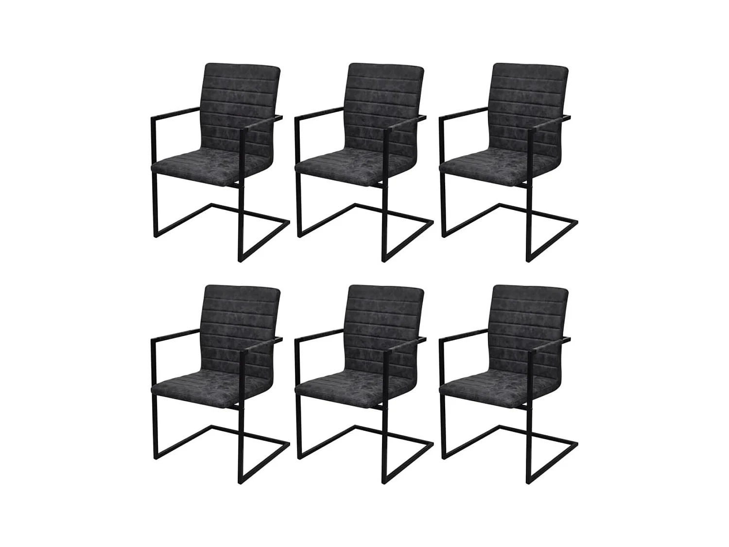 Chaises à manger cantilever lot de 6 noir similicuir