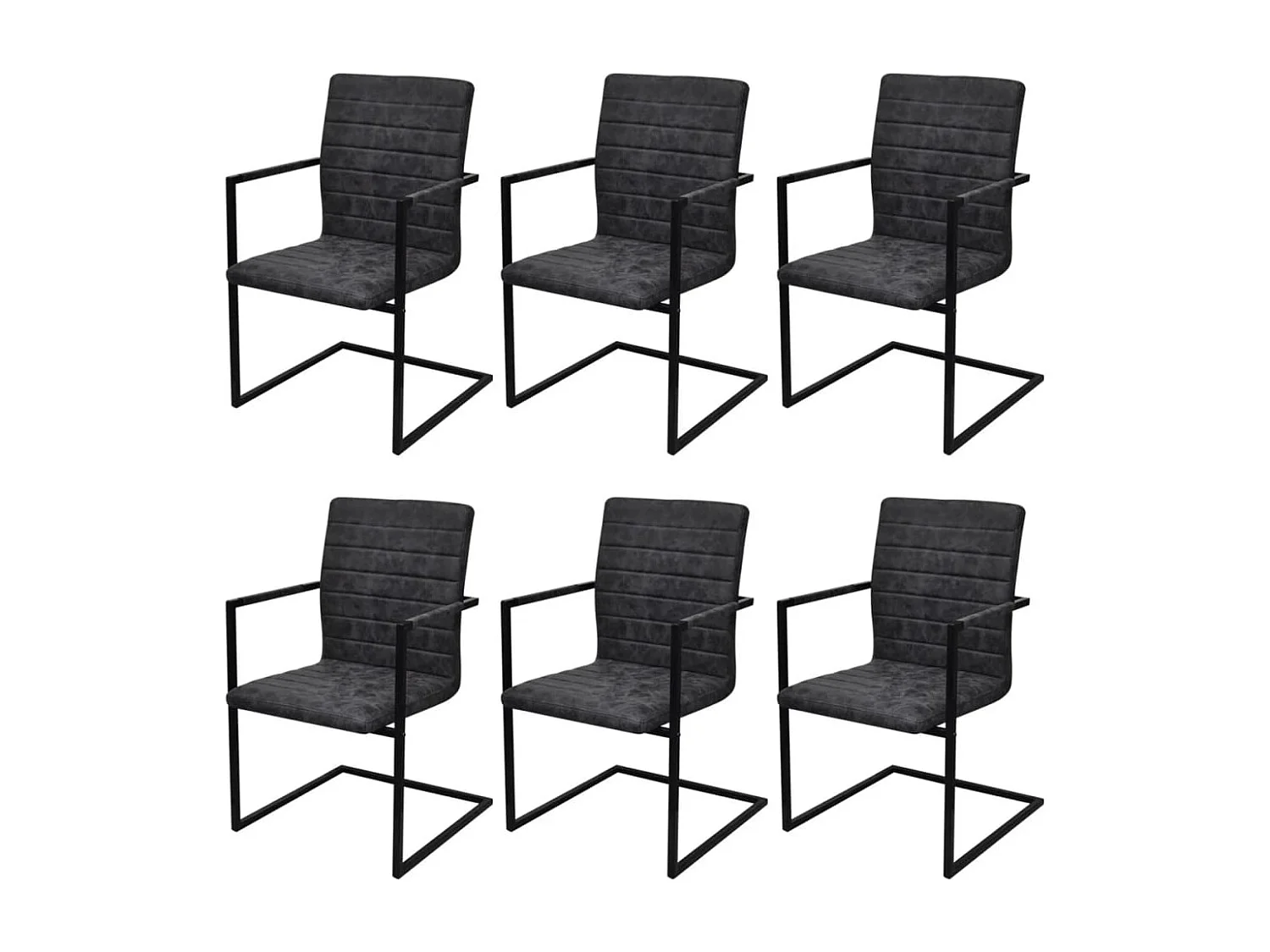 Chaises à manger cantilever lot de 6 noir similicuir